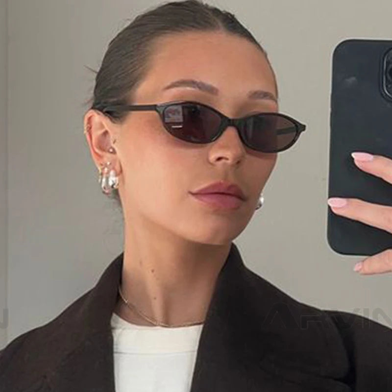 Sexy Small Oval Women's Sunglasses 2024 – New Fashion Black & Brown Summer Shades, Trendy Unique Eyewear for Men & Women