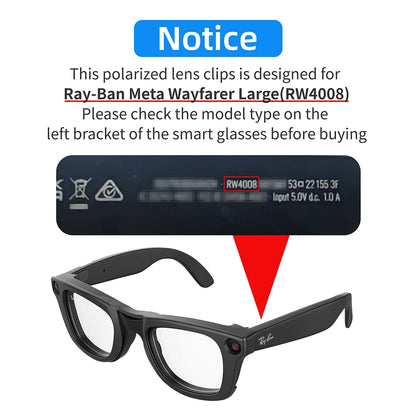 Hibloks Polarized Clip-On Lenses for Ray-Ban Meta Wayfarer RW4006 – UV Protection & Anti-Glare