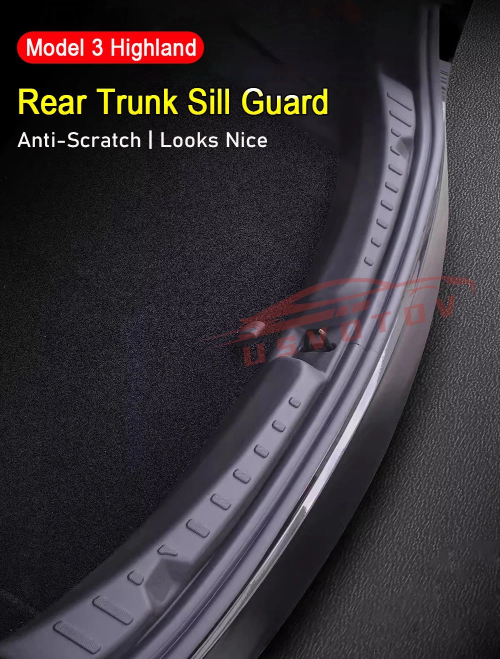 Tesla Model 3 Highland 2024-2025 Trunk Threshold Strip – TPE Mats Sill Guard Rear Cargo Anti-Scratch Protector Accessory