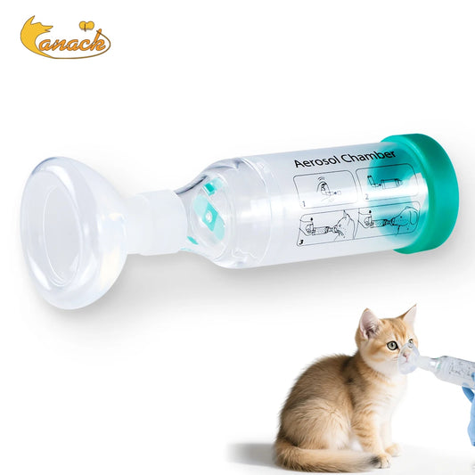 Cat & Dog Aerosol Chamber Inhaler — Portable Pet Spacer with Breathing Indicator Silicone Mask for Veterinary Use