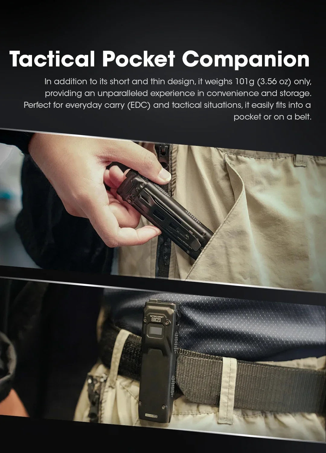 NITECORE EDC23 Tactical Flashlight – 2500LM Portable Emergency Work Light for Camping, Climbing & Outdoor Search