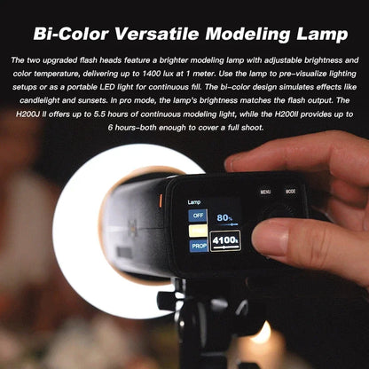 Godox AD200 Pro II Flash – 200Ws, 1/8000 HSS, 2980mAh Battery, 2.4G Wireless X System, Bi-Color Modeling Lamp Speedlight Flash