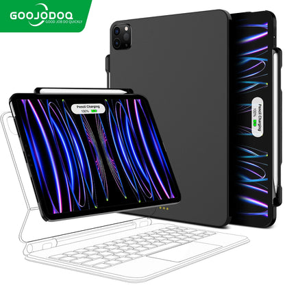 Magnetic Case for iPad Pro 11/13 & iPad Air 6/4/5 (2024) – Compatible with M4 Magic Keyboard & Pencil Holder