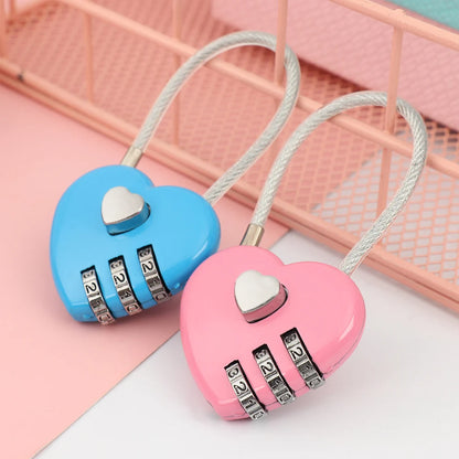 Heart-Shaped 3-Digit Password Lock – Travel Luggage & Suitcase Padlock for Security & Drawer Protection