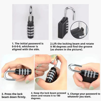 Metal 4-Digit Code Lock – Waterproof Outdoor Padlock for Suitcases, Luggage, Home Lockers & Room Security