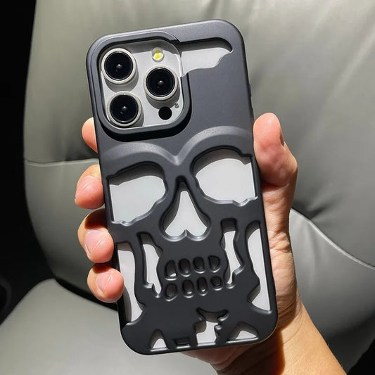 Cool Hollow Skull Ghostface Plating iPhone Case – Heat Dissipation Slim Cover for iPhone 14-17 Pro Max
