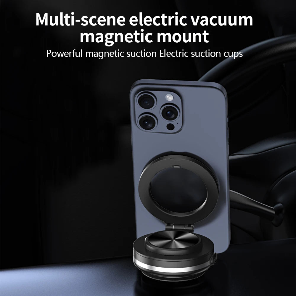 Car Phone Holder Magnetic Mount – 360° Rotating Strong Magnet Vacuum Adsorption for iPhone 12-16 Pro Max