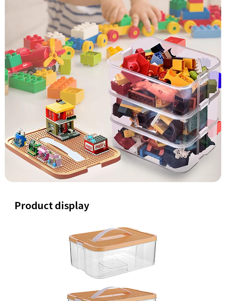 Brick-Shaped Building Blocks Storage Box for Kids – Stackable Plastic ...