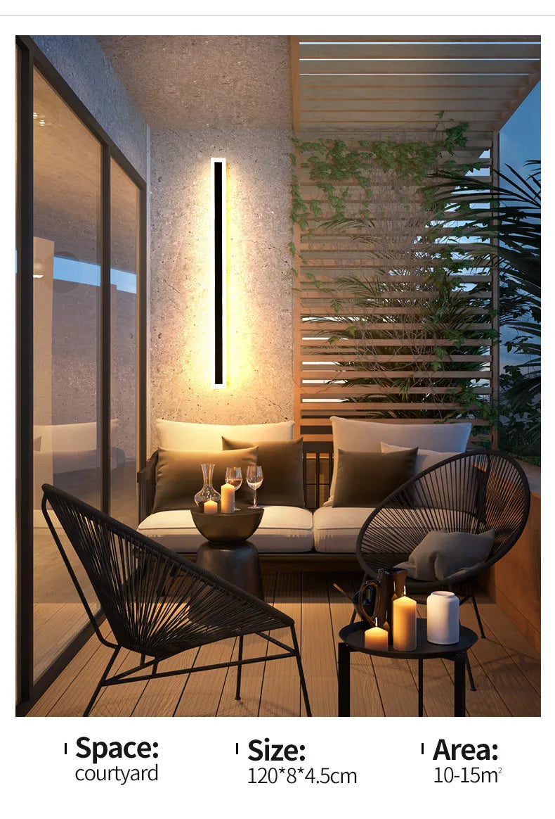 Outdoor Wall Lamp – IP65 Waterproof LED Long Corridor & Staircase Light, Balcony, Villa & Garden Entrance Lighting