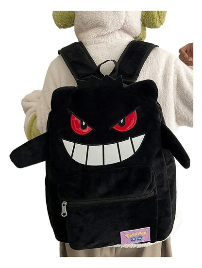 Pokemon Gengar & Pikachu Plush Backpack – Cute Kawaii Cartoon Bag, Large Storage for Anime Lovers & Couple Gifts