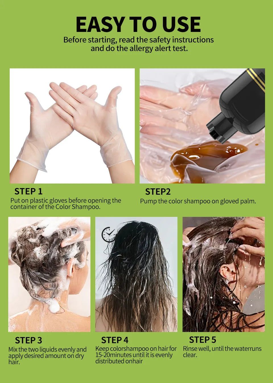 Rosemary Black Hair Dye Shampoo 500ml – DIY Herbal Gray-to-Black Coloring for Women & Men