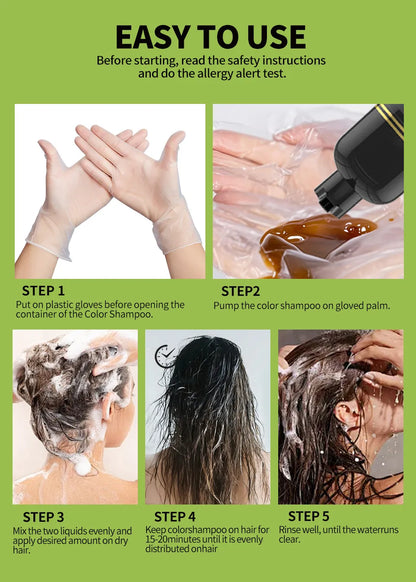 Rosemary Black Hair Dye Shampoo 500ml – DIY Herbal Gray-to-Black Coloring for Women & Men