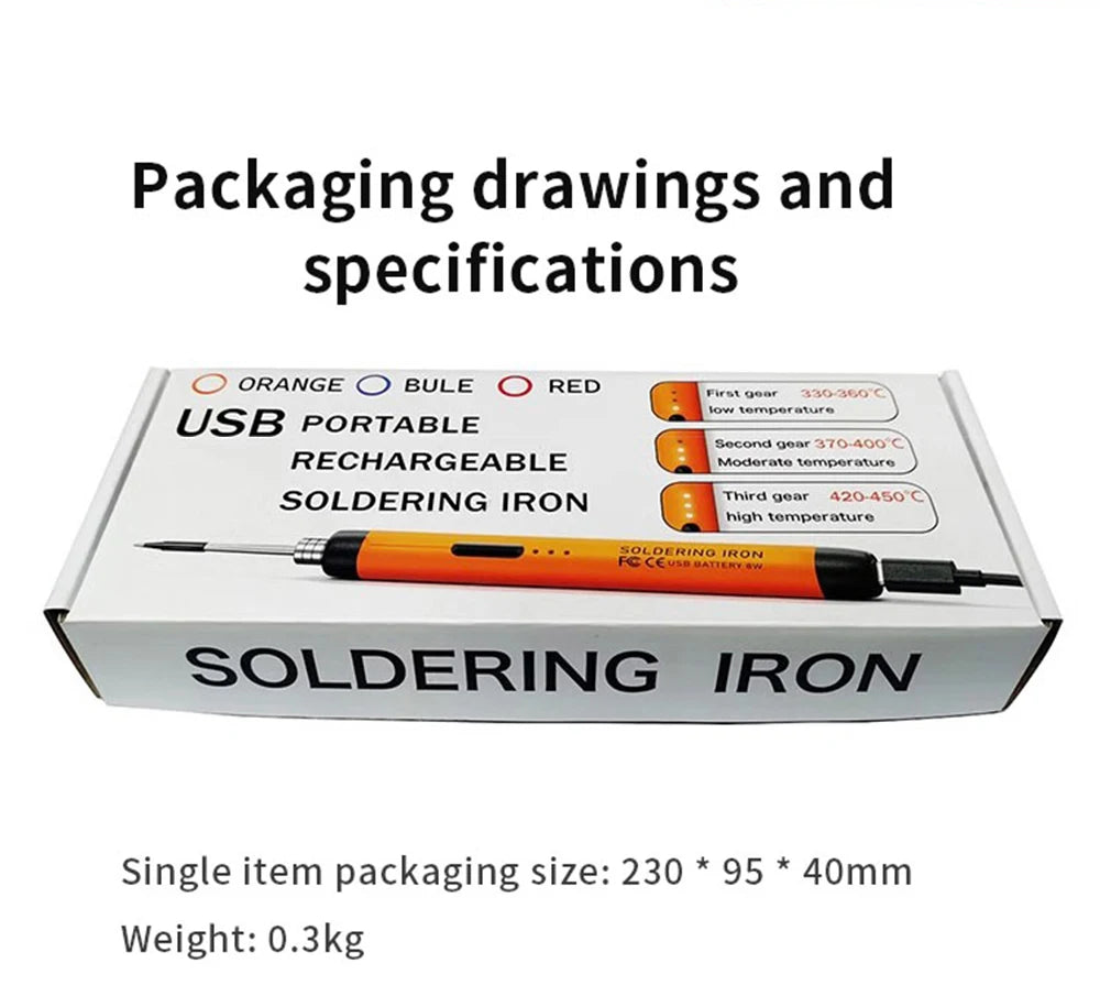 Multifunctional USB Electric Soldering Iron Kit – Adjustable 300–450℃ Digital Welding Tool Set