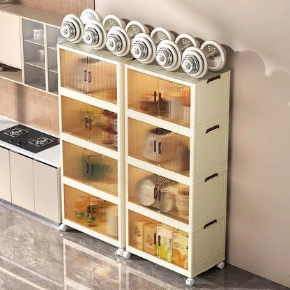 2025 Folding Living Room Cabinet – Multifunction Rolling Closet Organizer with Large Capacity Storage