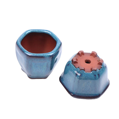 Mini Chinese Style Ceramic Bonsai Pot – Breathable Succulent Planter with Drainage Holes for Home