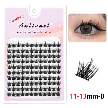 5D Mink Manga Lashes - Fluffy Individual & Natural False Eyelashes, Korean Makeup, Lazy Trilogy Cluster Lashes