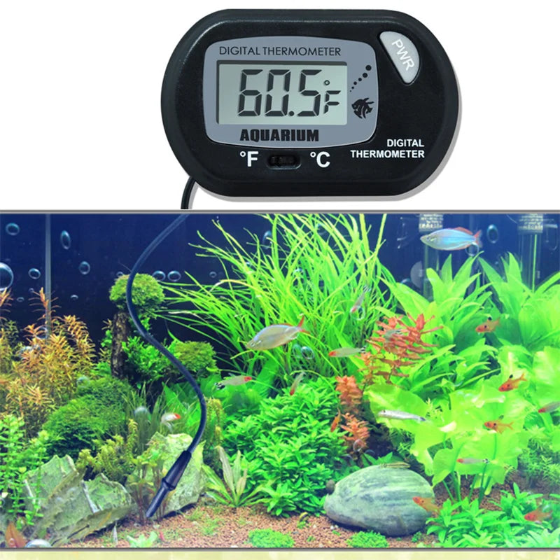 Digital Aquarium Thermometer with Probe – Suction Cup Water Temperature Gauge for Fish Tanks, Celsius (℃) Display