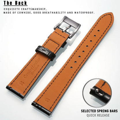 HEMSUT Genuine Leather Watch Band – Handmade Cowhide Quick Release Straps for Men 18MM-22MM