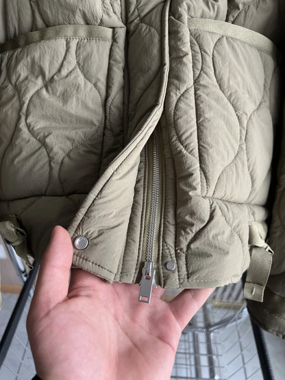 2024 ETJ Quilted Women's Coat – Beige Drawstring High Neck Jacket with Ties & Pockets