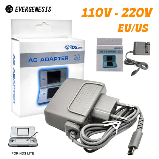 AC 100-240V Travel Charger – EU/US Plug Adapter for Nintendo DS, DS Lite, NDSL