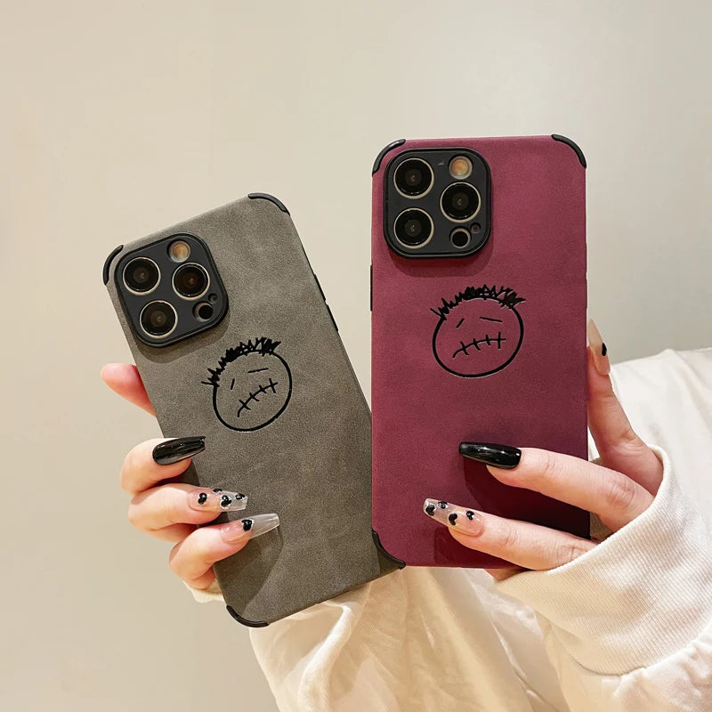 Luxury PU Leather Phone Case for iPhone 14/13/12/15 Pro Max, X, XS, 11, 7, 8 Plus, SE | Soft Turn Fur Back Cover Coque Capa