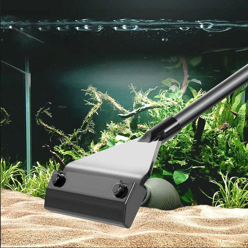 Fish Tank Cleaning Tool – Dual-Use Glass Algae Scraper for Sand & Algae Removal, 5 Blades Aquarium Cleaner