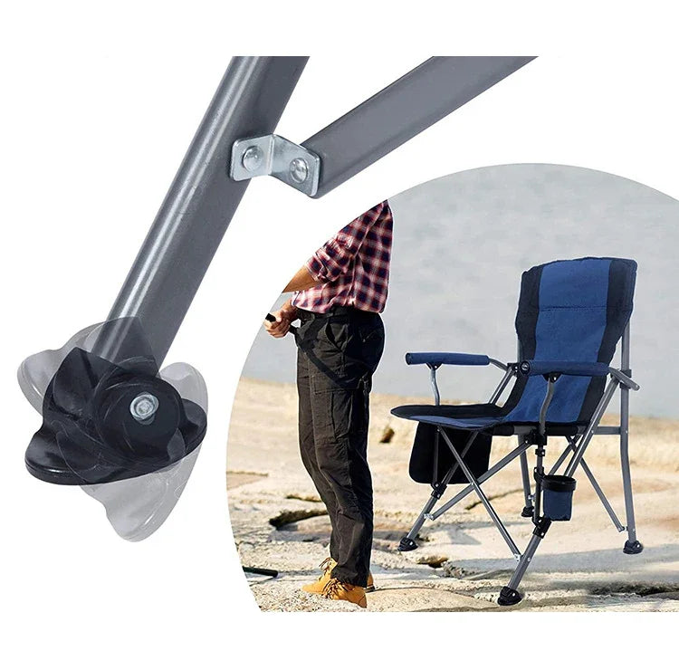 Outdoor Folding Fishing Chair – Large Camping Chair with Backrest, Armrests & Cup Holder