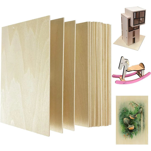 10Pcs 15x10CM 2MM Basswood Sheets – Thin Unfinished Wood Boards for Crafts & Model Making