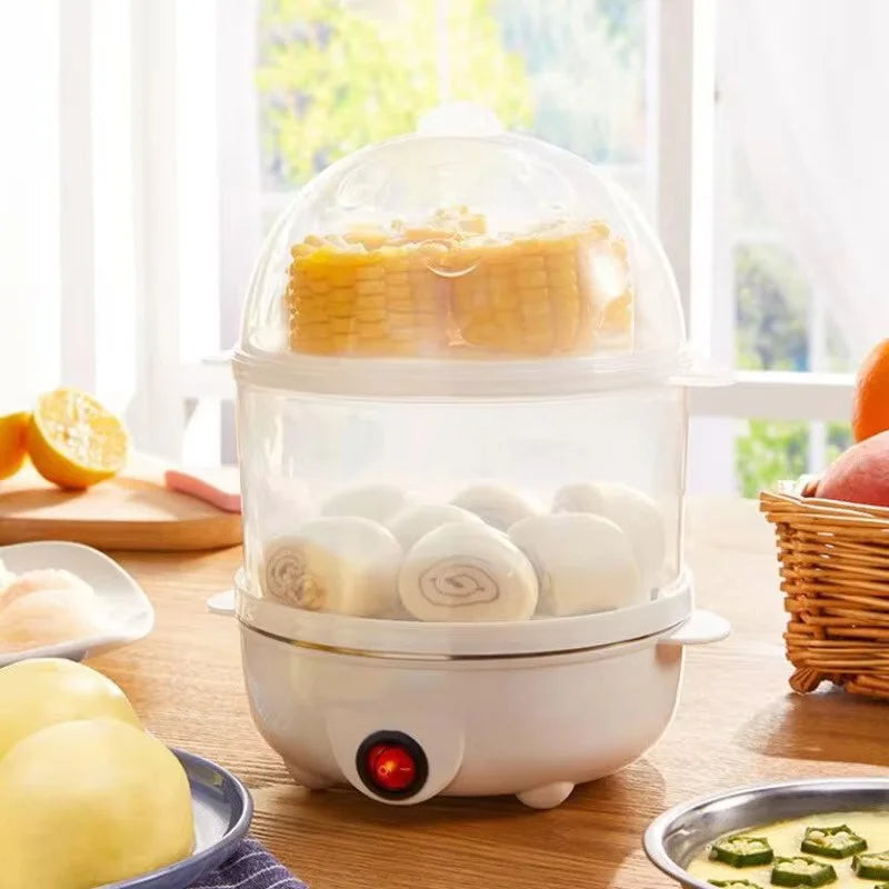 Multifunctional Electric Egg Cooker – Double-Layer Mini Steamer & Poacher for Easy Breakfast Cooking