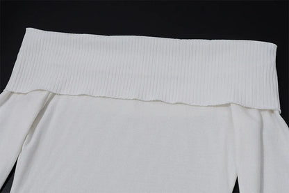 WhereMery Elegant Slash-Neck Ribbed Crop Top – Y2K Off-Shoulder Long Sleeve Camisole, Autumn Skinny French Style T-Shirt