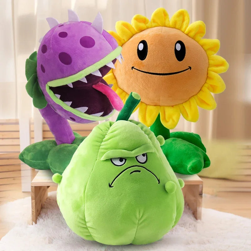 Plants vs Zombies Plush Toy Set – Sunflower, Peashooter & Kernel-pult Soft Figures Pillow for Kids Christmas Gift