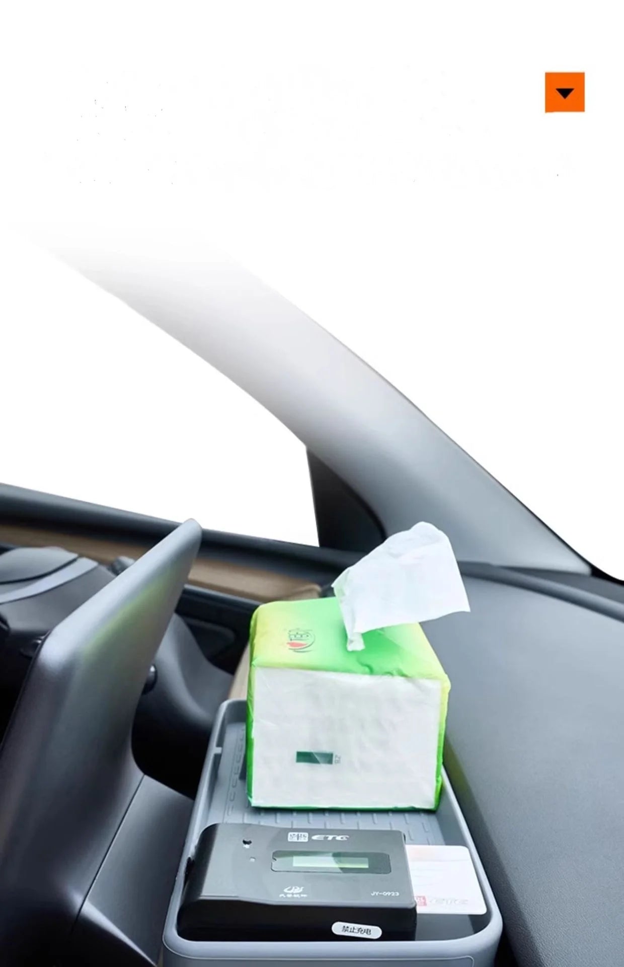 Hidden Behind-Screen Storage Box for Tesla Model 3 & Y – Dashboard Organizer with Tissue Holder, Anti-Slip Mat & Phone Bracket