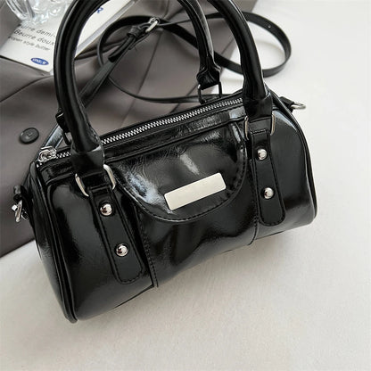 Burgundy Mini Top-Handle Bag for Women — PU Leather Shoulder & Crossbody Handbag 2024 Luxury Designer