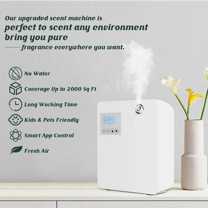 Waterless Fragrance Diffuser – 300ml WIFI-Controlled Air Freshener with Timer | Smell Distributor for Home & Hotel