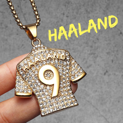 Messi, Ronaldo, Mbappé Football Jersey Necklace – Stainless Steel Dumbbell Pendant Chain for Men, Punk Gym Style