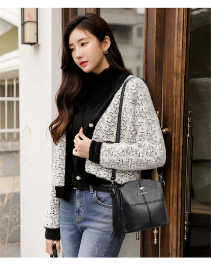 Luxury Women’s Leather Handbag – Large Capacity Shoulder & Crossbody Designer Bag