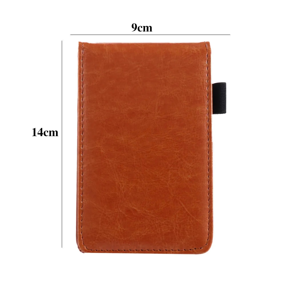 Leather A7 Pocket Planner - Small Business Diary Notebook, Office and School Stationery with Notepad for Memos