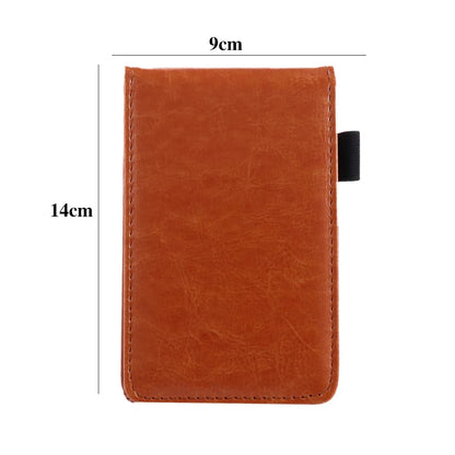 Leather A7 Pocket Planner - Small Business Diary Notebook, Office and School Stationery with Notepad for Memos