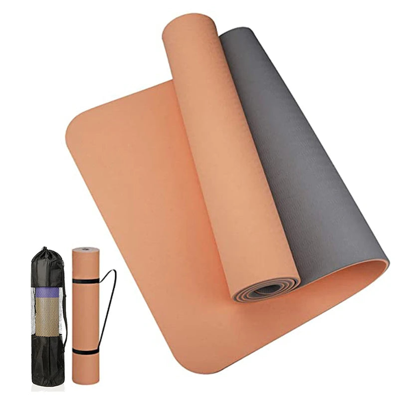 Thick Two-Color Non-Slip TPE Yoga Mat – High-Quality, Odorless Fitness Mat 180x57cm for Home Workouts