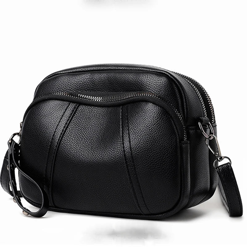 Women’s Solid Color Rivet Zipper Phone Bag – Soft Leather Small Square Shoulder & Crossbody Bag, Fashionable and Simple