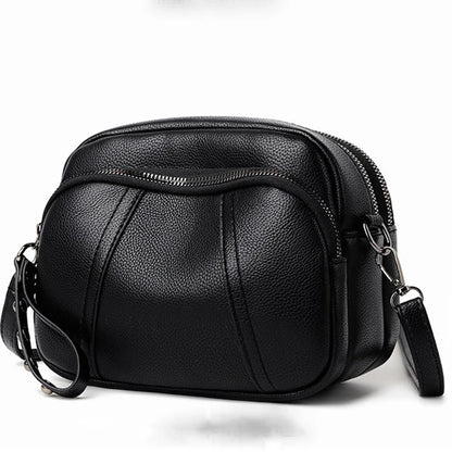 Women’s Solid Color Rivet Zipper Phone Bag – Soft Leather Small Square Shoulder & Crossbody Bag, Fashionable and Simple