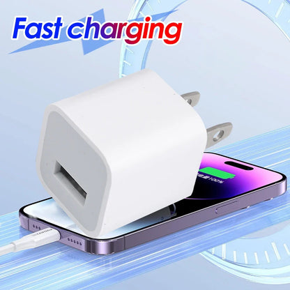 1-5 Pcs USB Wall Charger Adapter – Fast Charging for iPhone 14, 13, 12, 11 Pro Max, XR, XS, 8, 7, iPad, US Plug