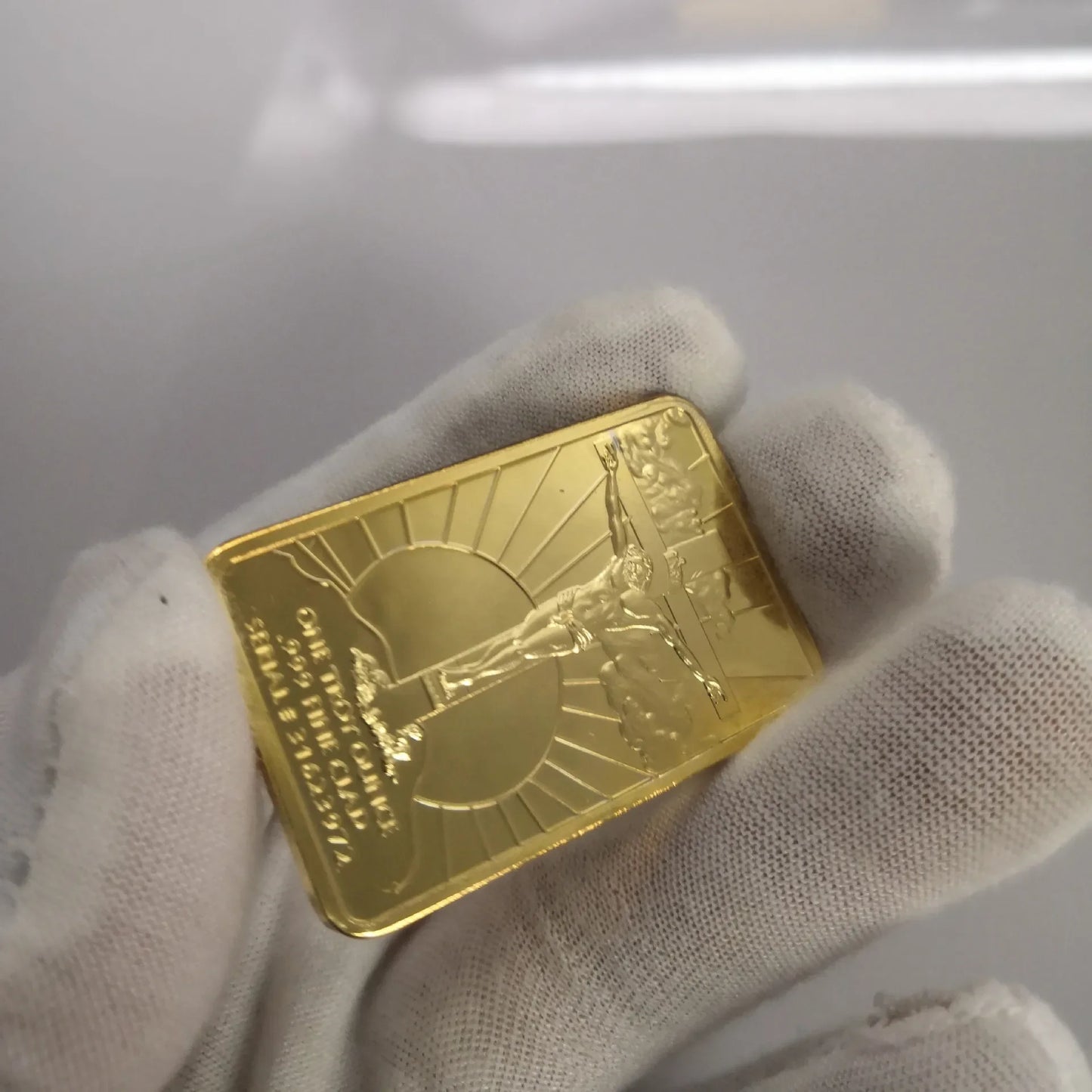 1 OZ Gold Replica Bar – Last Supper Jesus & Angel 999 Gold-Clad Christian Commemorative Coin