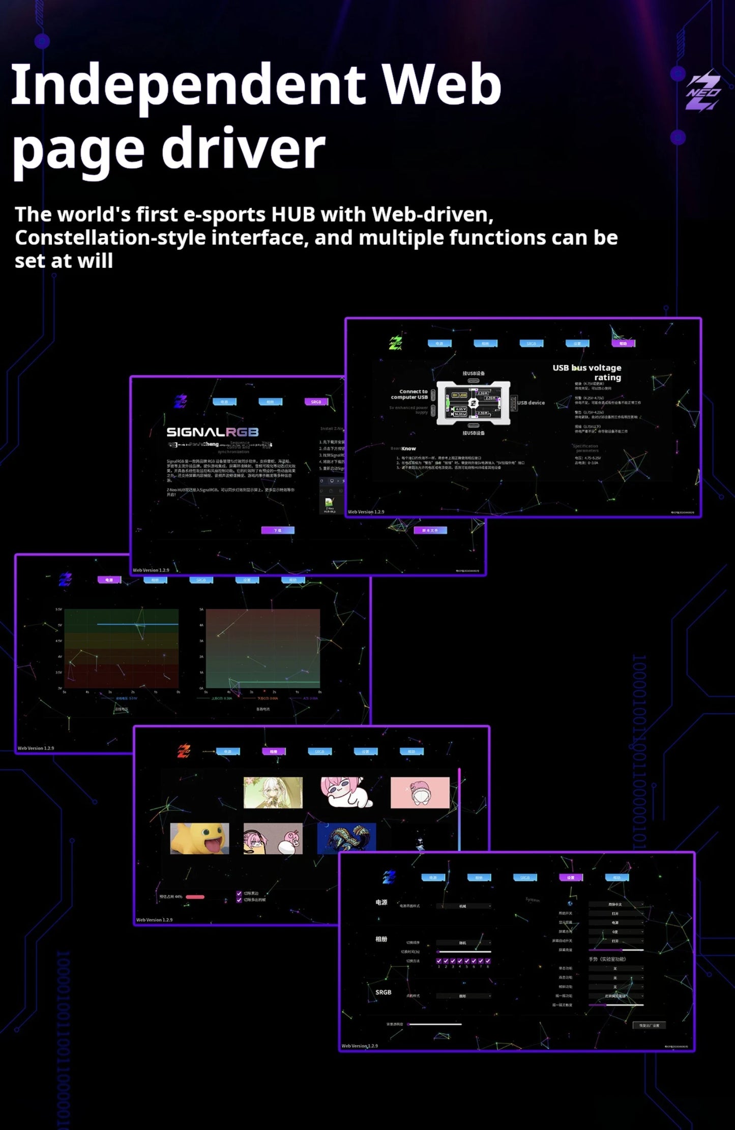 HMLAB ZNEO Gaming USB Hub – 2-to-3 Port with 8K Hz, Independent Power & Screen for Gaming Desk Setup