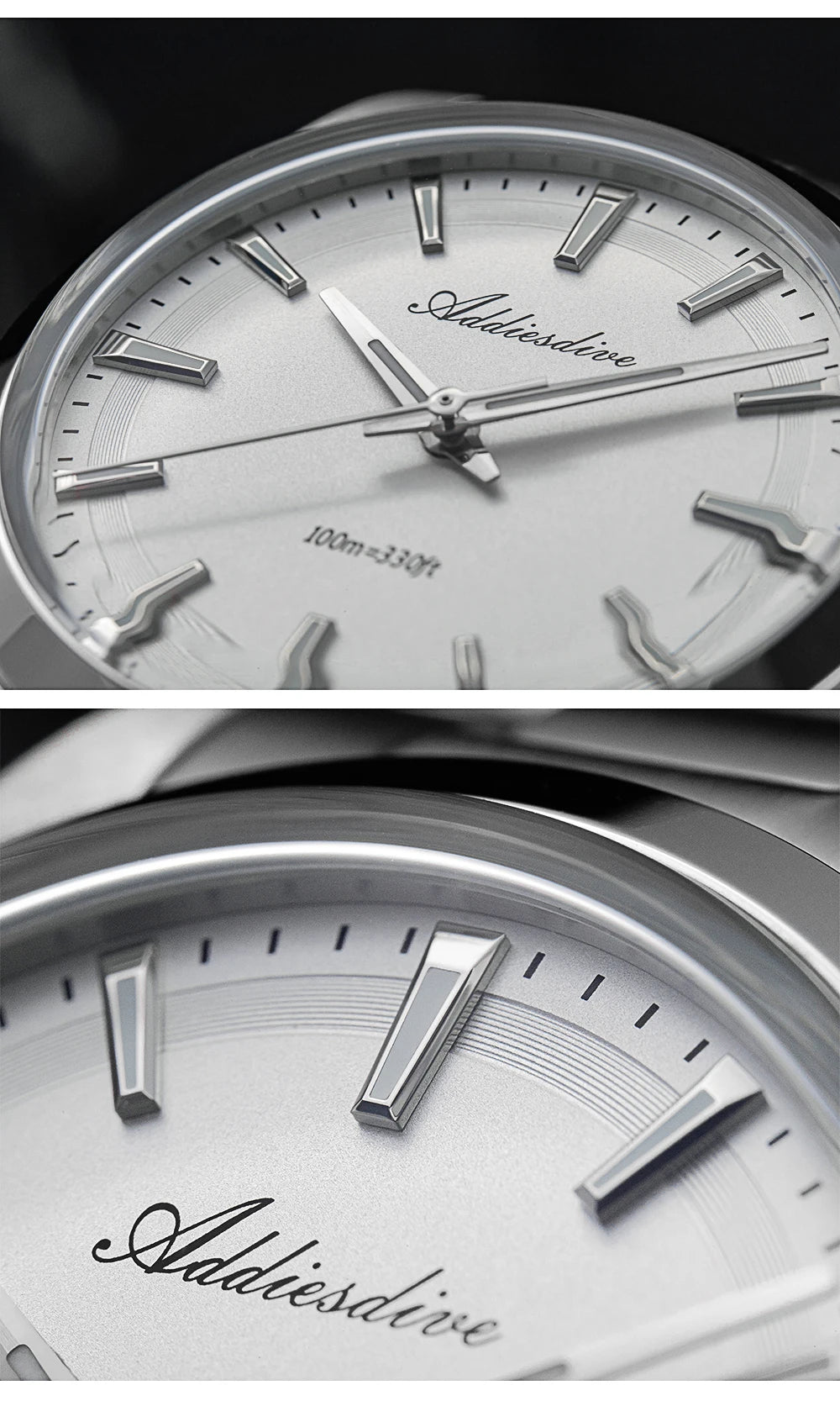 ADDIESDIVE Men's Luxury Quartz Watch – VH31, 100m Waterproof, Green AR Coating, Luminous, 316L Stainless Steel, 36mm