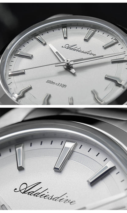 ADDIESDIVE Men's Luxury Quartz Watch – VH31, 100m Waterproof, Green AR Coating, Luminous, 316L Stainless Steel, 36mm