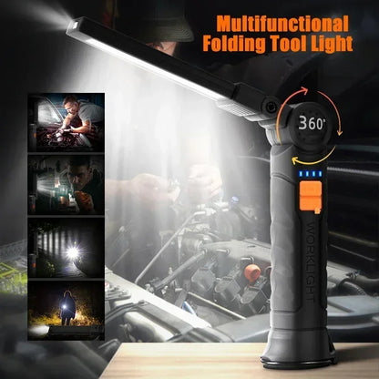 USB Rechargeable LED Flashlight – Built-in Battery Torch with Magnetic Base, 5 Modes for Home & Outdoor Camping
