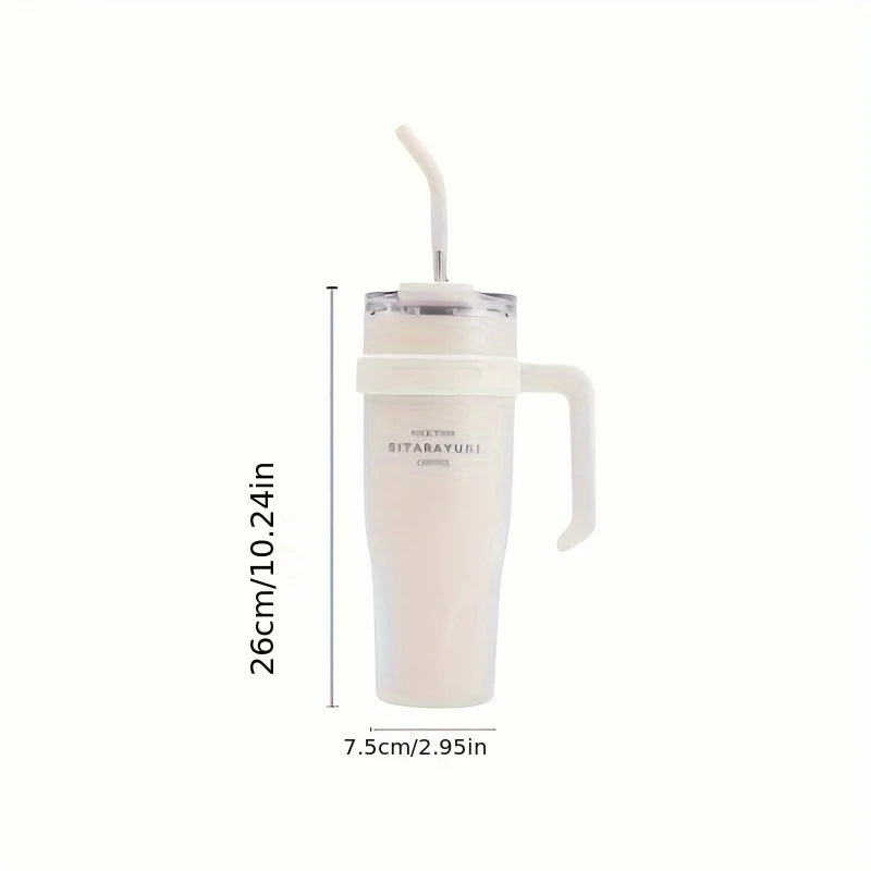 Large Capacity 38.55oz Stainless Steel Water Cup — Car & Office Insulated Straw Tumbler