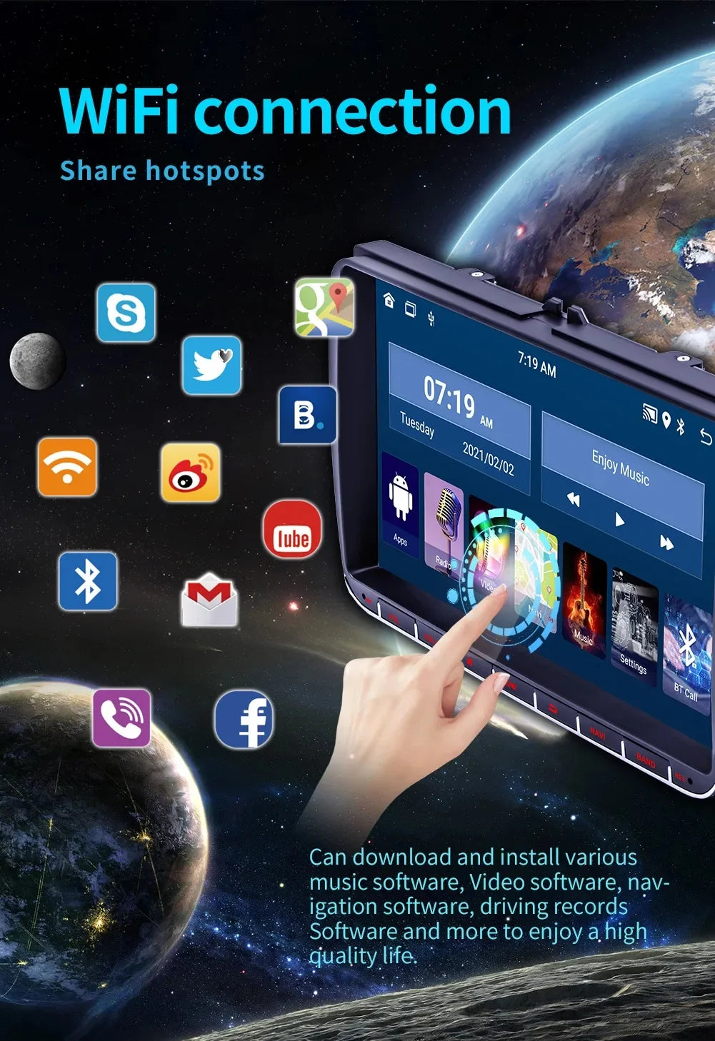 2DIN Android Car Radio for Volkswagen Golf 5/6, Polo, Passat B6/B7, CC, Skoda, Jetta - Multimedia, CarPlay, Wifi & GPS Navigation