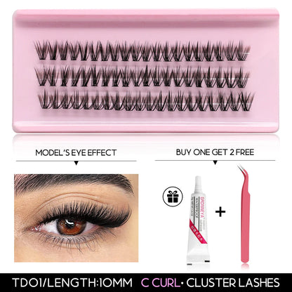 Lash Clusters Extension Kit – Fake Eyelashes Set with Lash Bond, Seal, and Applicator Tool for Makeup
